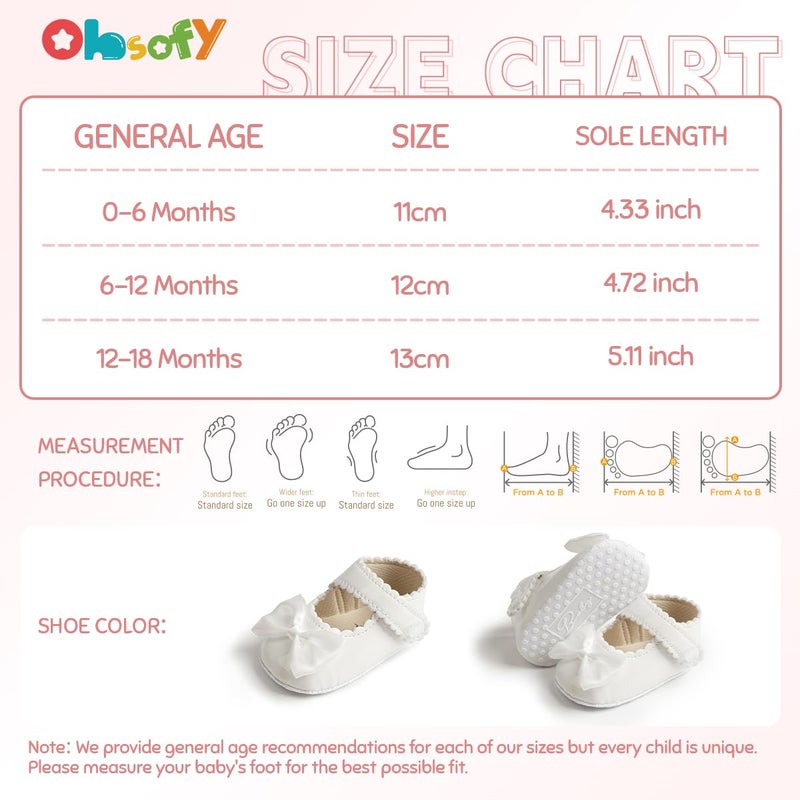 ohsofy Infant Baby Girls Mary Jane Flats Soft Sole Non-Slip Bowknot Princess Wedding Dress Shoes Toddler Crib Shoes - Image 5